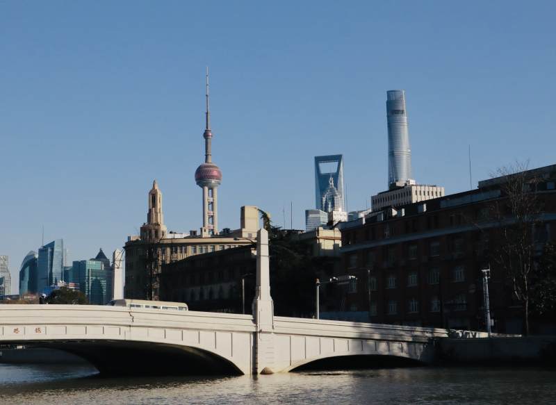上海外滩的桥和建筑图片