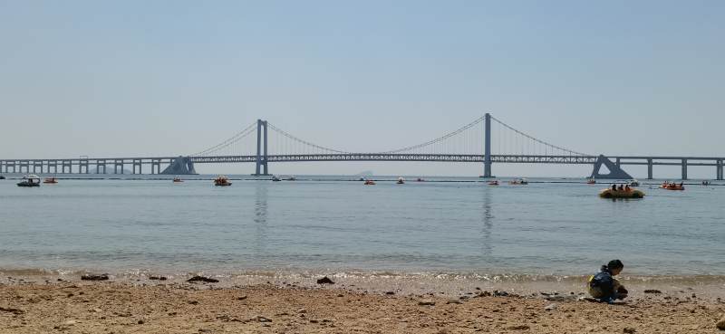 海滩上的桥图片