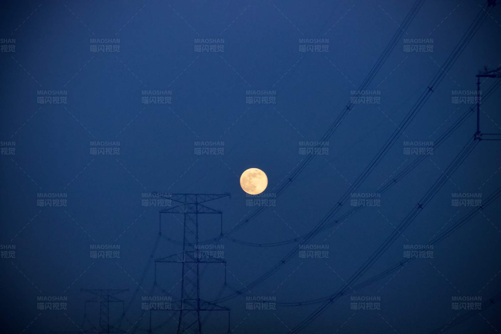 月亮与电线杆图片