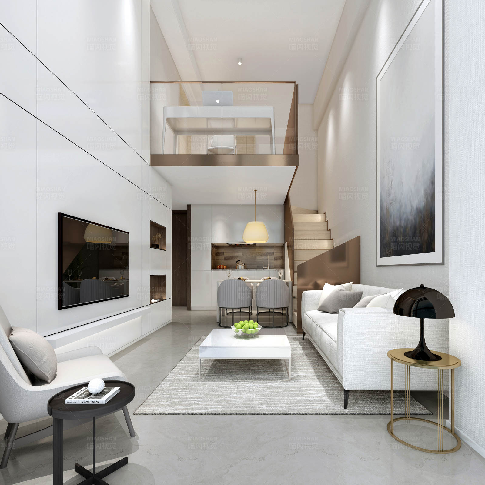 现代简约复式客厅设计图片