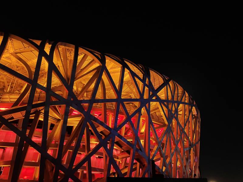 北京鸟巢夜景图片