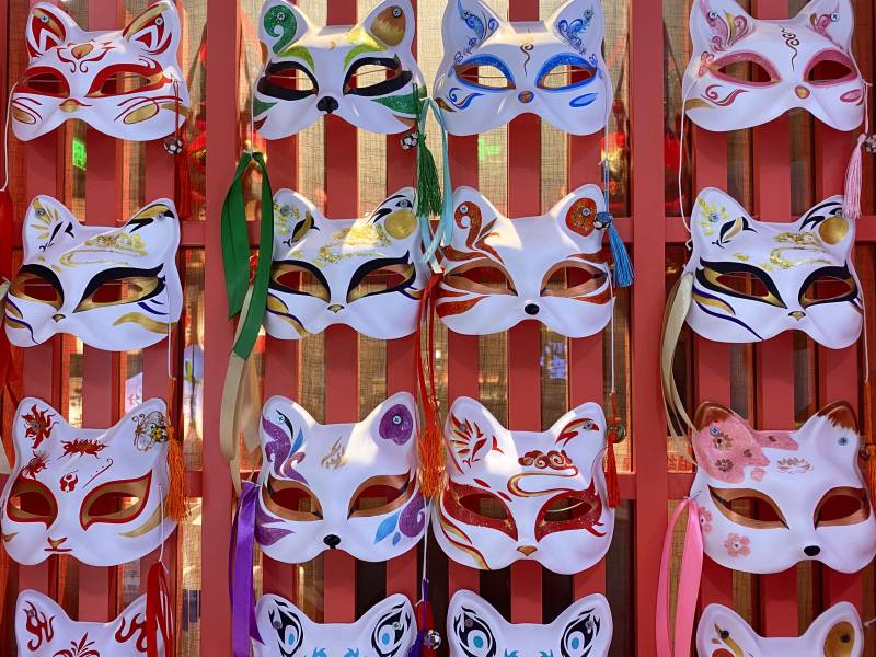 彩色猫脸面具展示图片