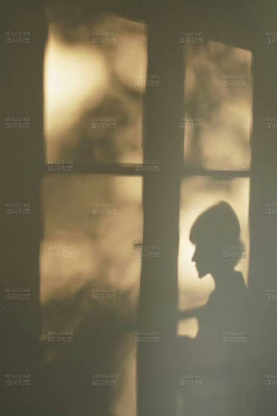 窗影中的剪影图片