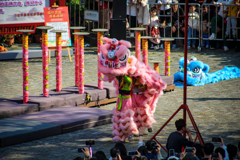 舞狮表演庆新春图片