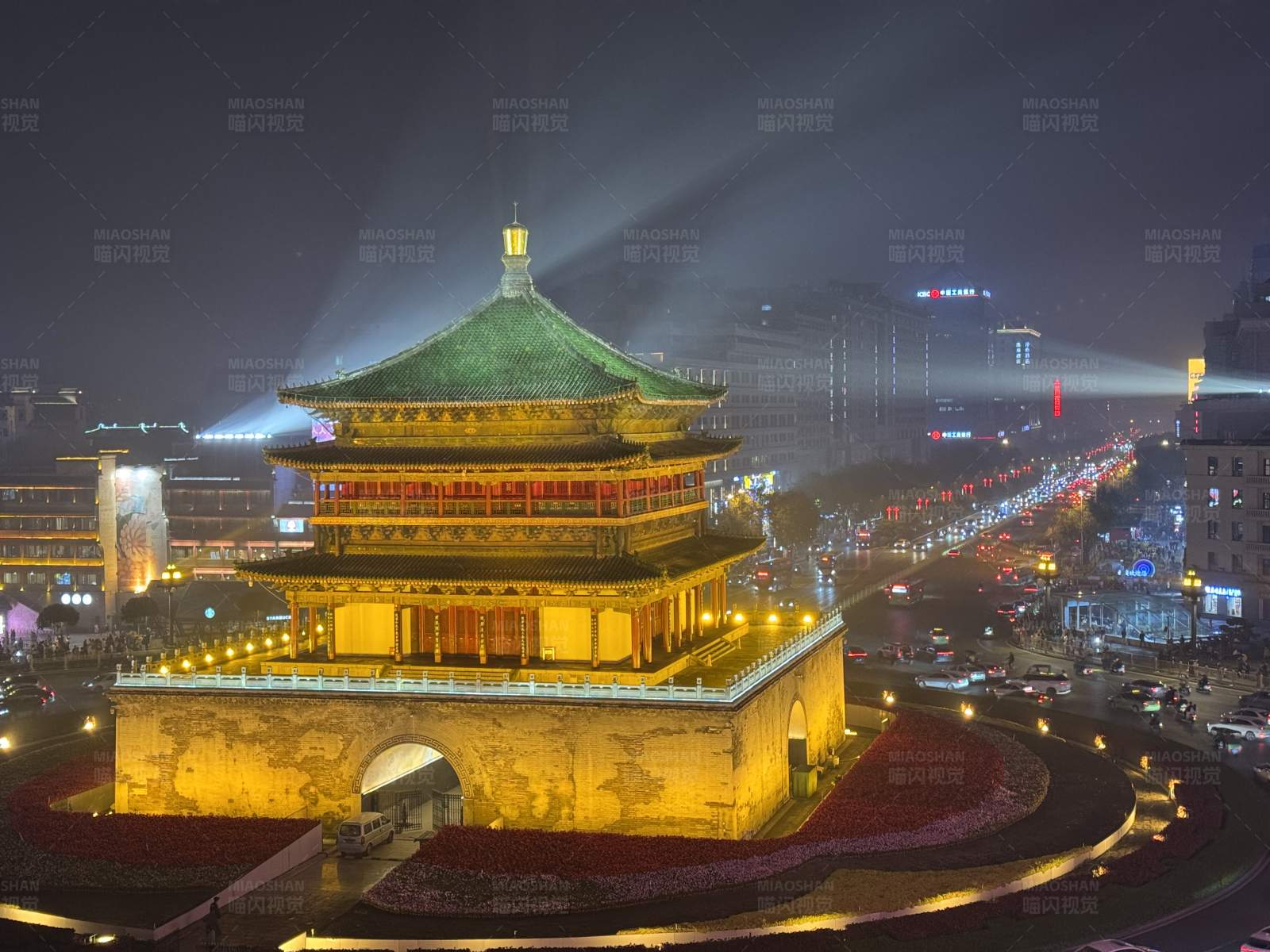 西安钟楼夜景图片