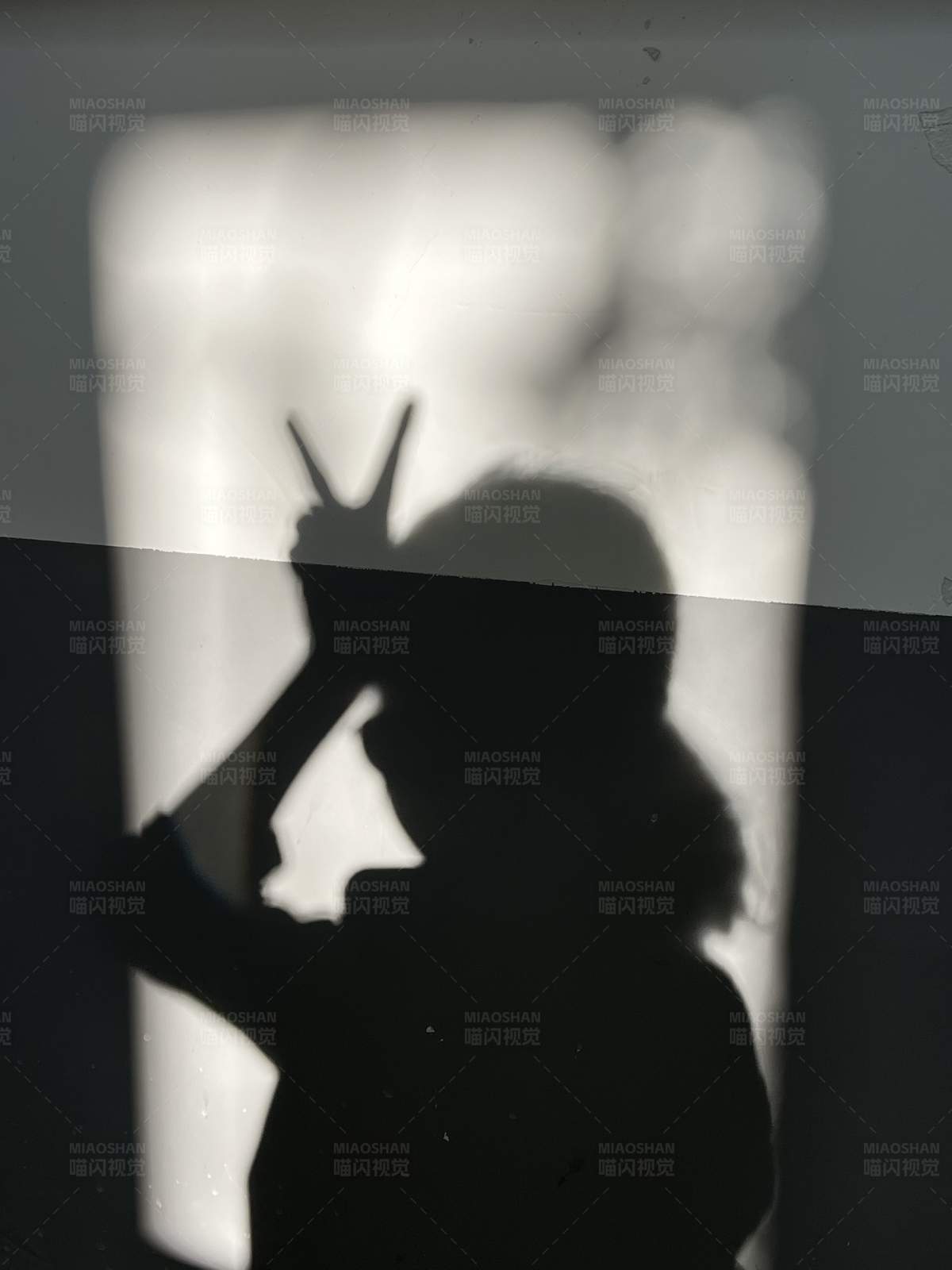 光影下的和平手势图片