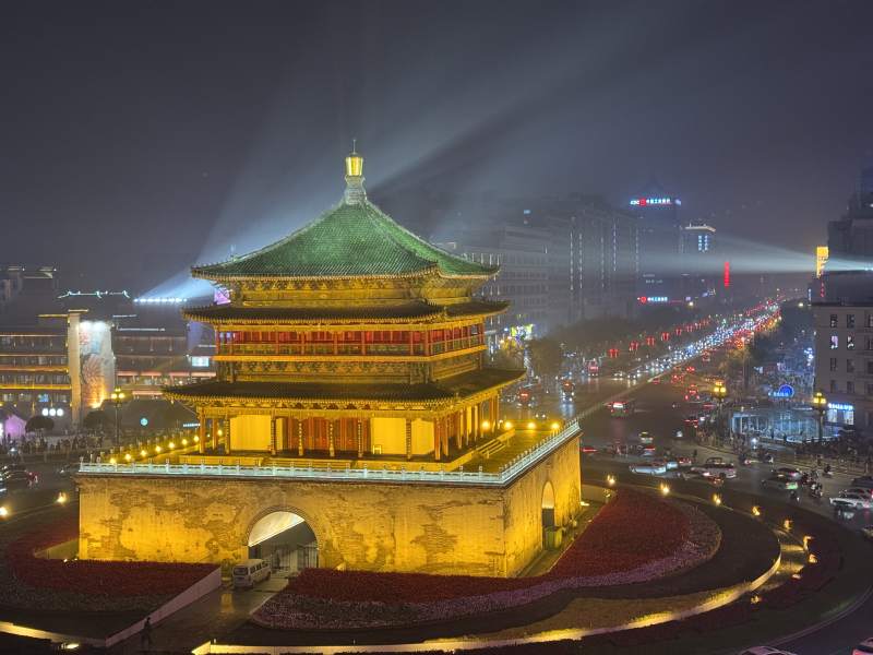 西安钟楼夜景图片