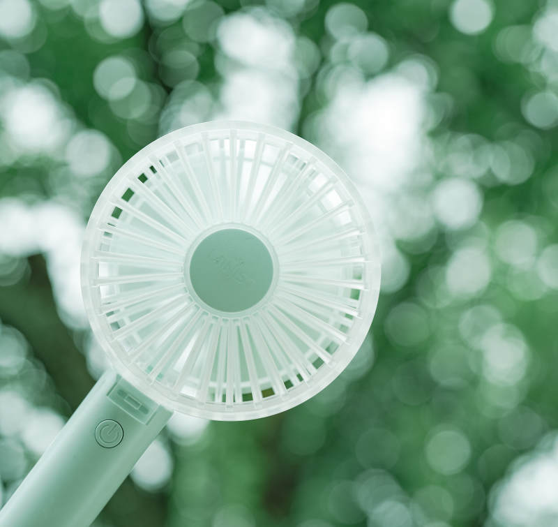 绿色背景下的白色风扇图片