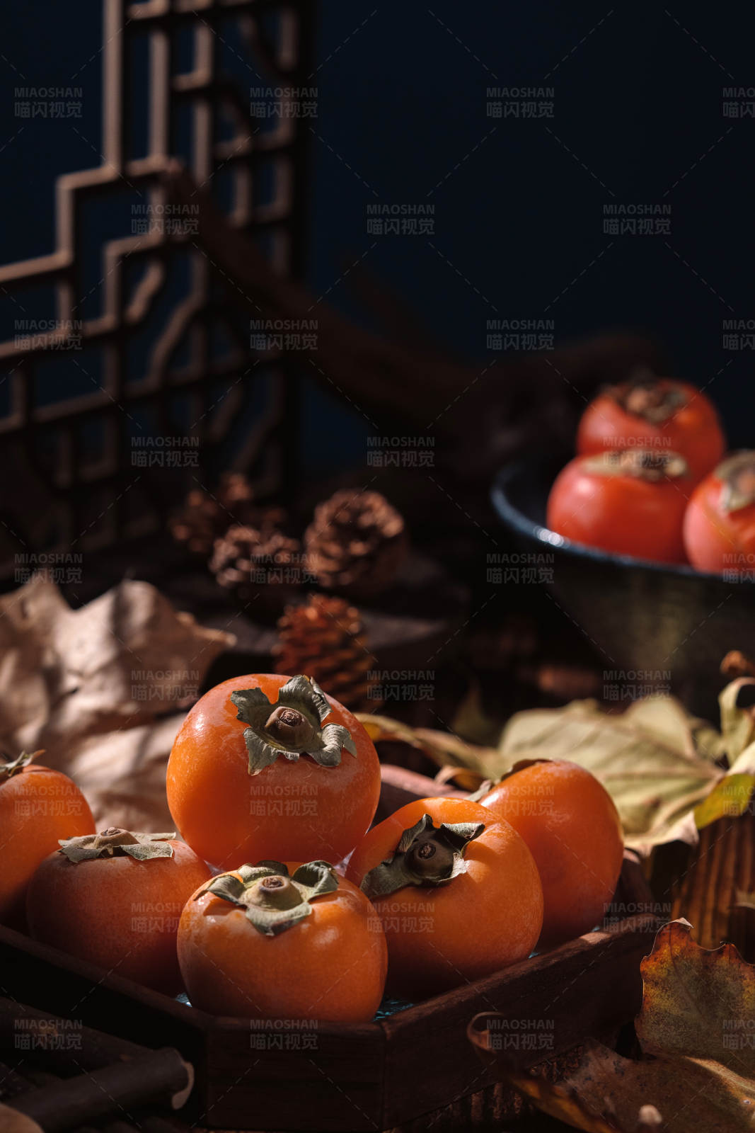 秋日柿子丰收图图片