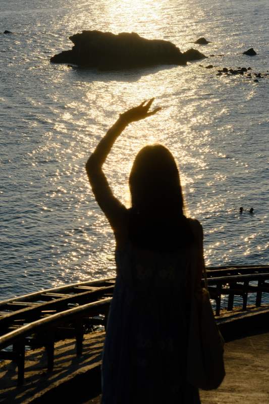 挥手告别夕阳图片