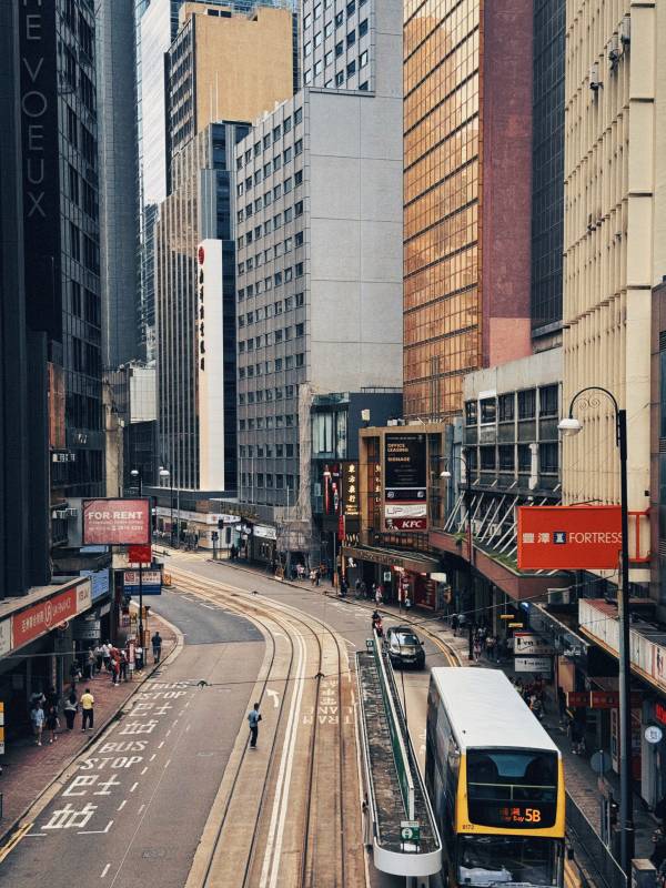 香港街头电车与巴士图片