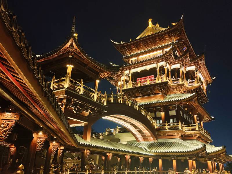 夜幕下的古建筑图片