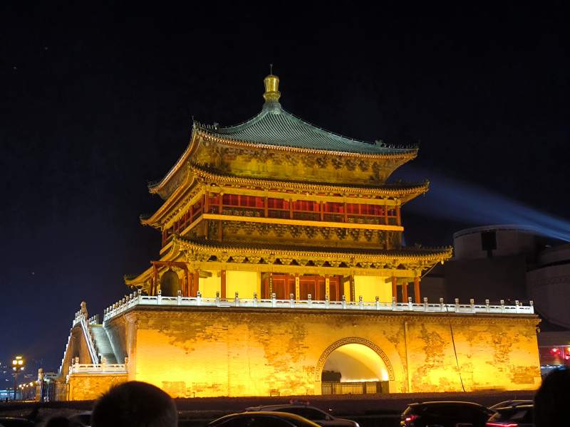 西安钟楼夜景图片