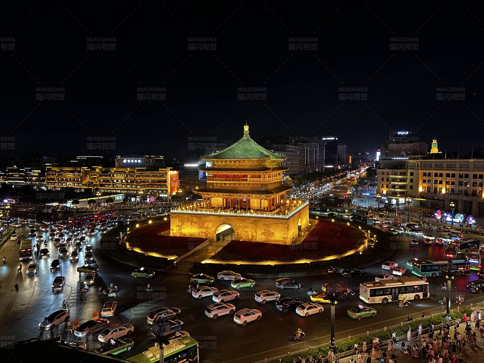 西安钟楼夜景图片