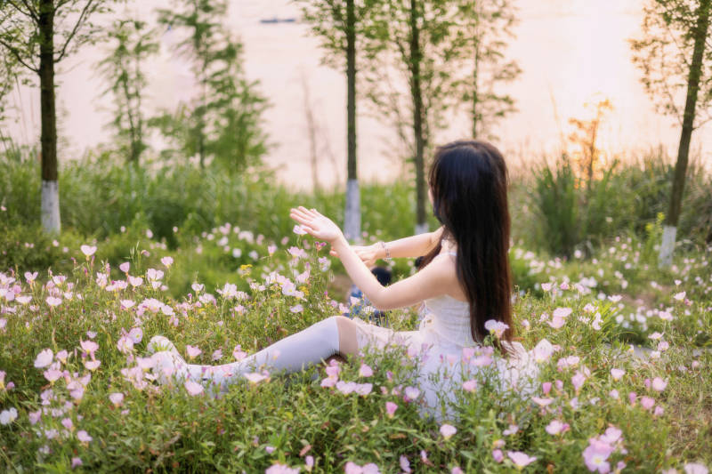 花海中的宁静时光图片