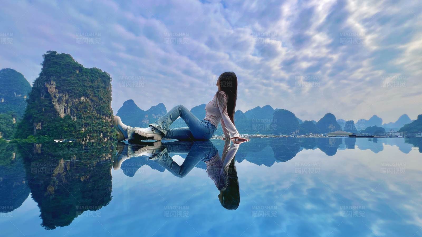 镜湖倒影 山水之间图片