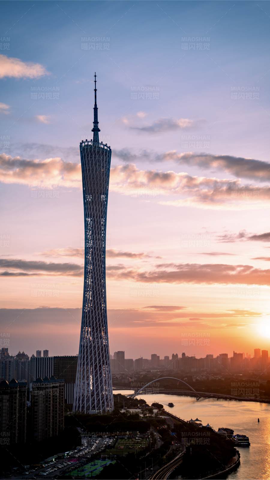 广州塔夕阳美景图片