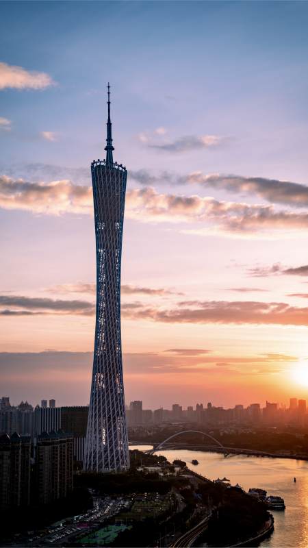 广州塔夕阳美景图片