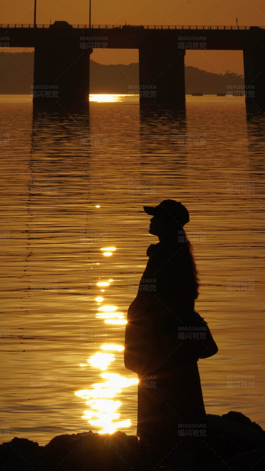 夕阳下的剪影图片