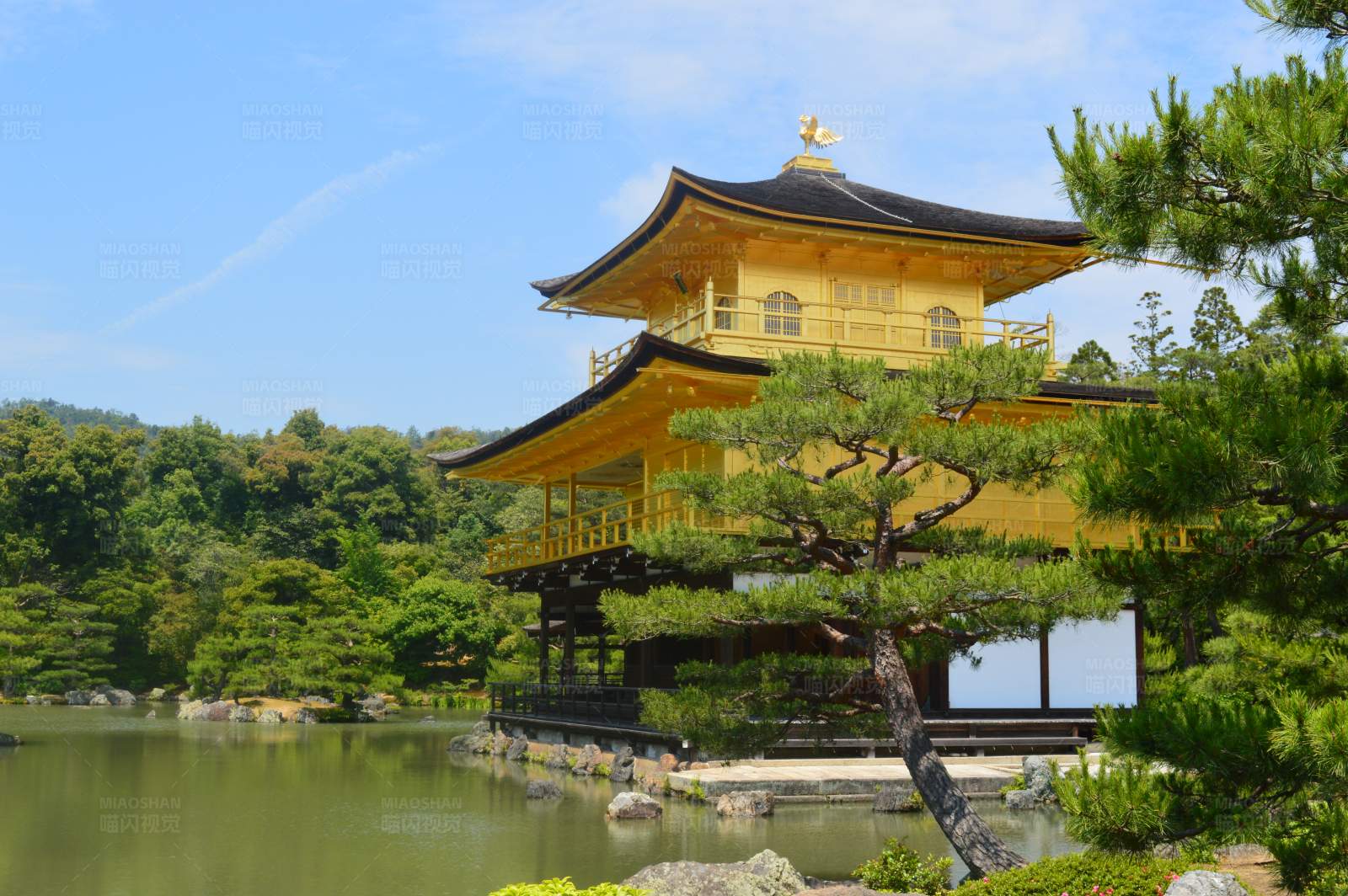 金阁寺湖畔美景图片