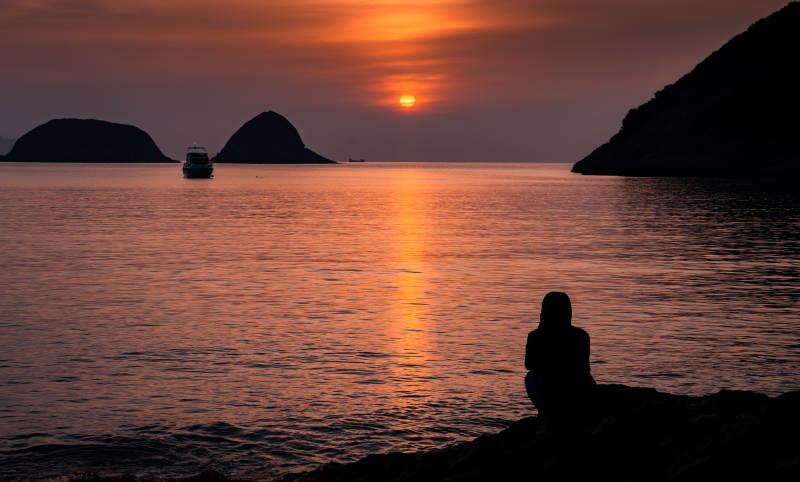 夕阳下的孤影图片