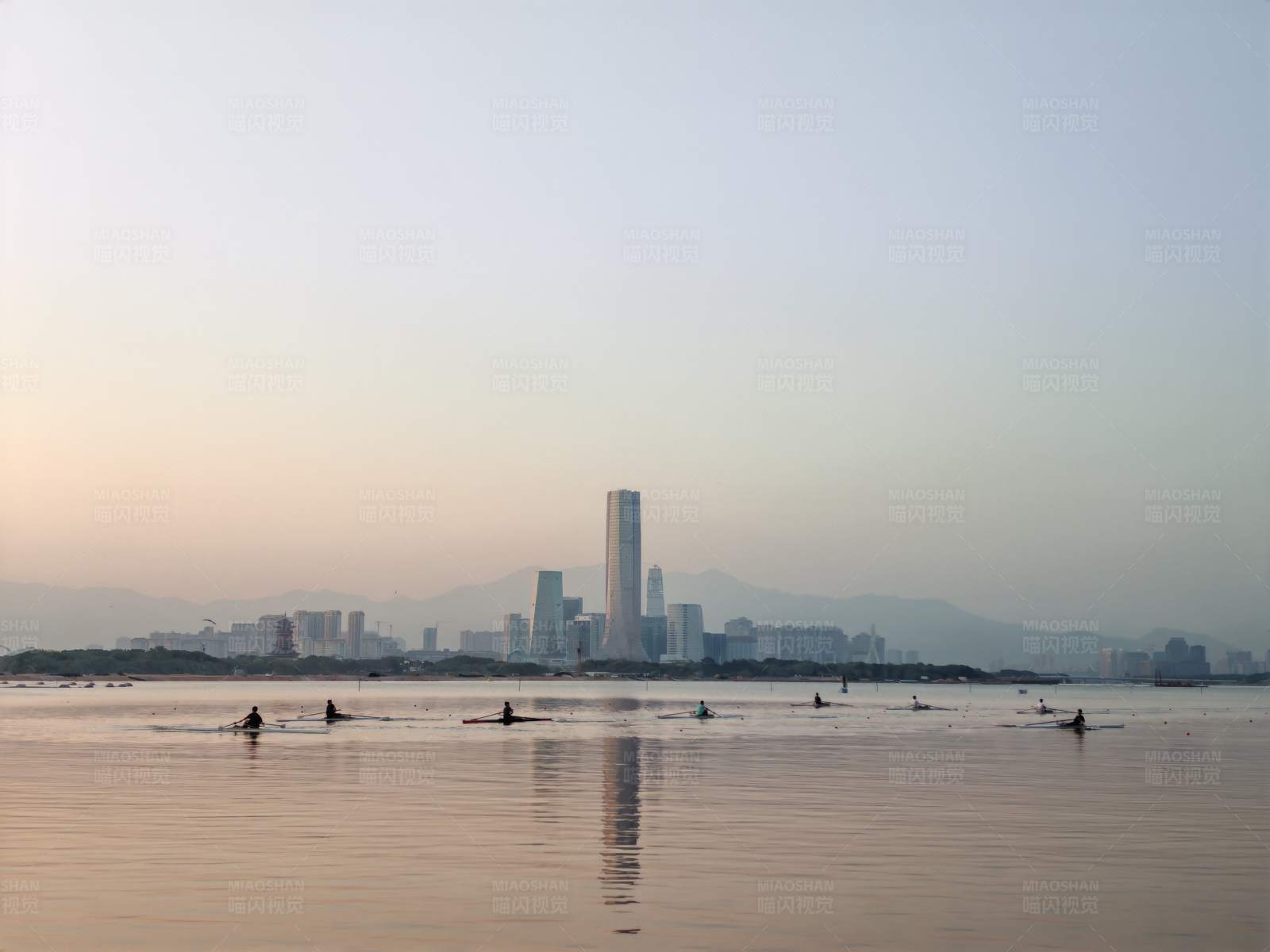 杏林湾城市天际线与水上运动图片