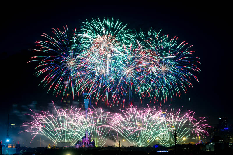 夜空下的烟花盛宴图片