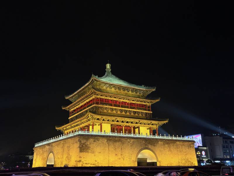 西安钟楼夜景图片