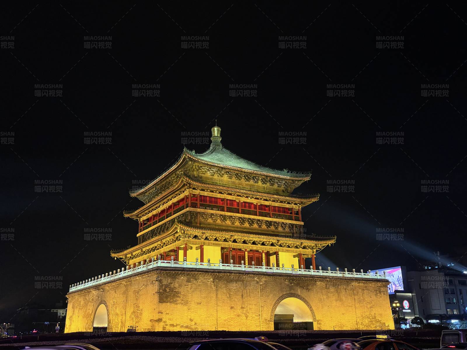 西安钟楼夜景图片