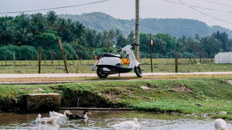 田园风光与摩托车图片