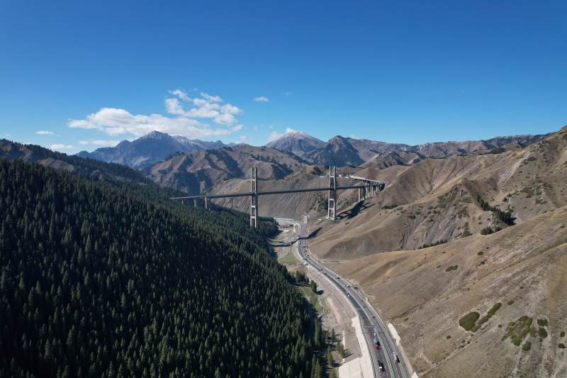 高山峡谷中的桥梁图片