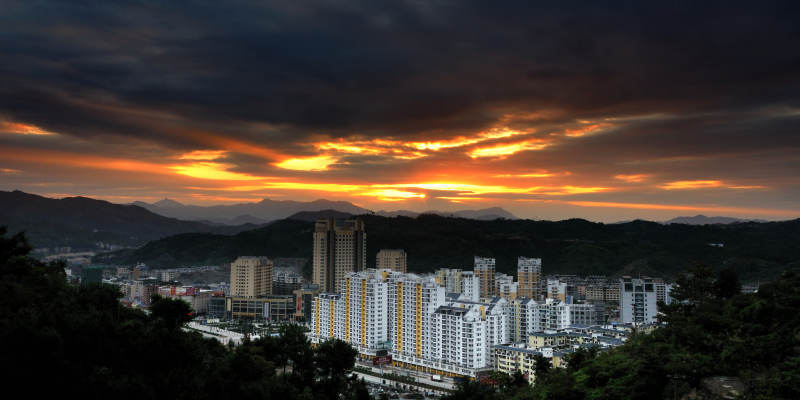 城市夕阳美景图片