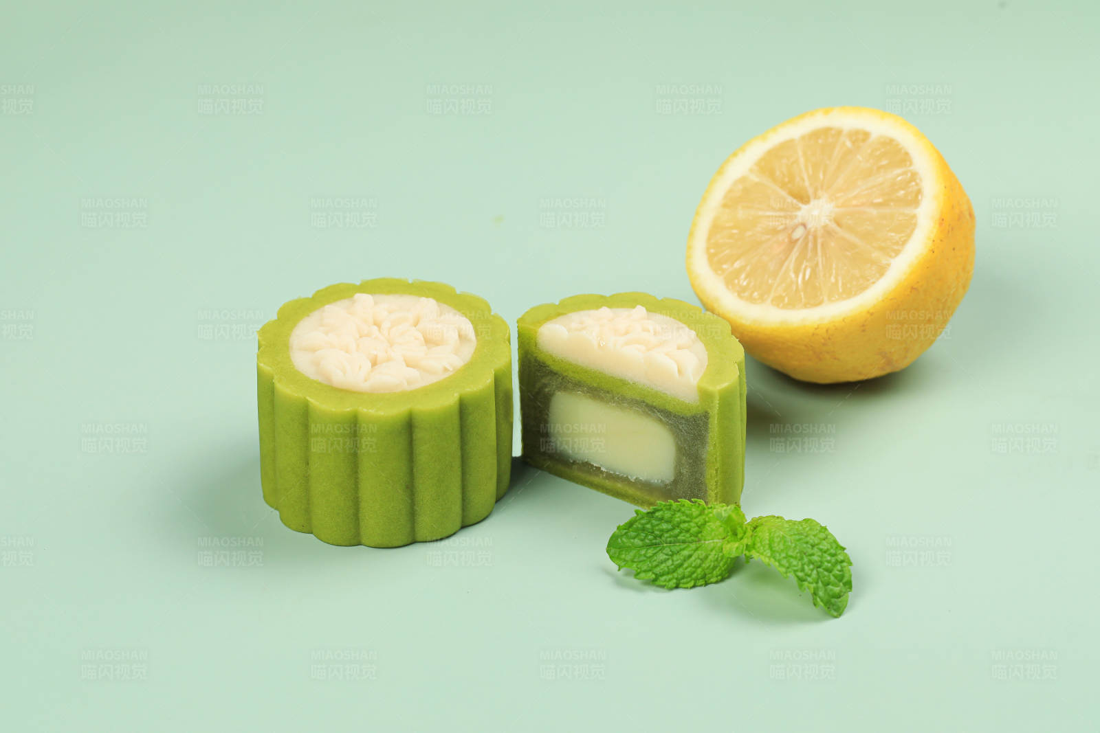 柠檬抹茶月饼图片