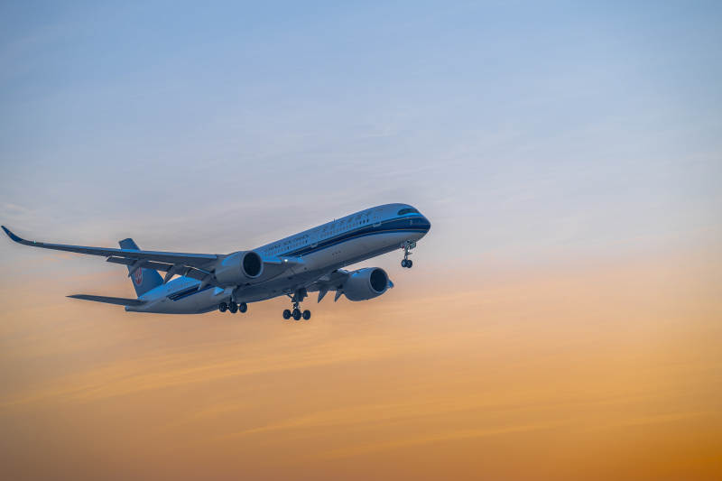 夕阳下的起飞图片