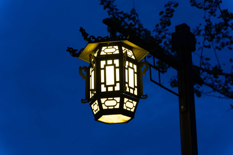 夜色中的复古街灯图片