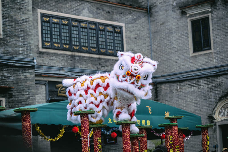 舞狮表演庆新春图片