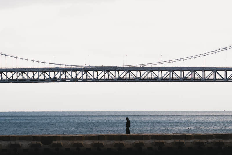 桥边独行者图片