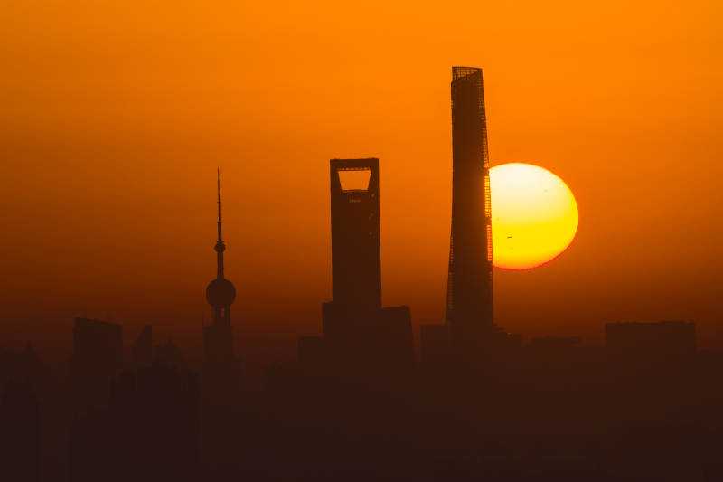 上海日出剪影图片