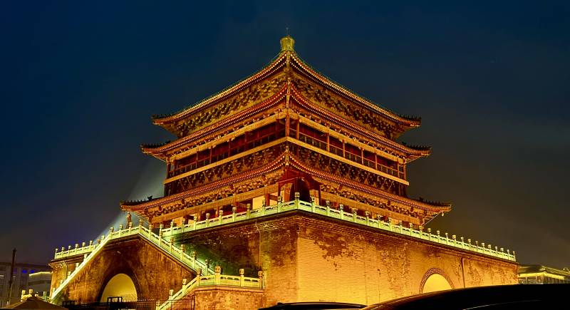 西安钟楼夜景图片