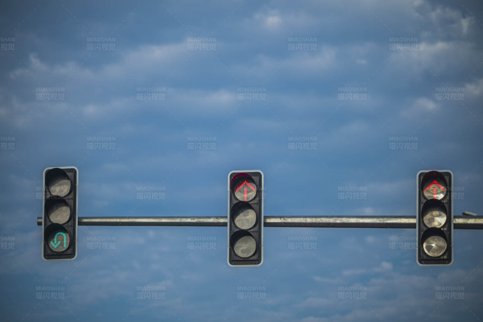 红绿灯与蓝天图片