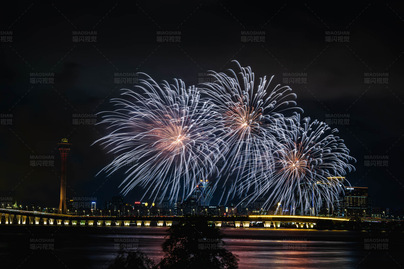 城市上空的烟花盛宴图片