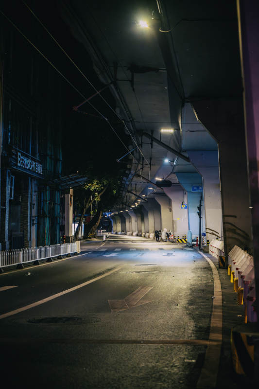 夜幕下的城市街道图片