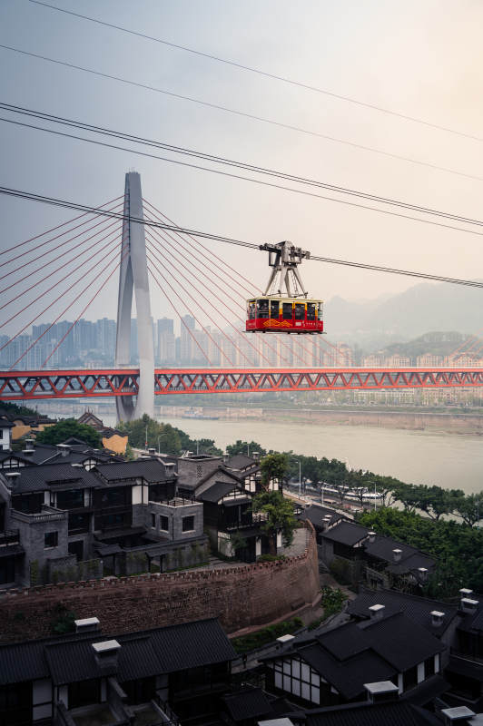 长江索道与城市景观图片