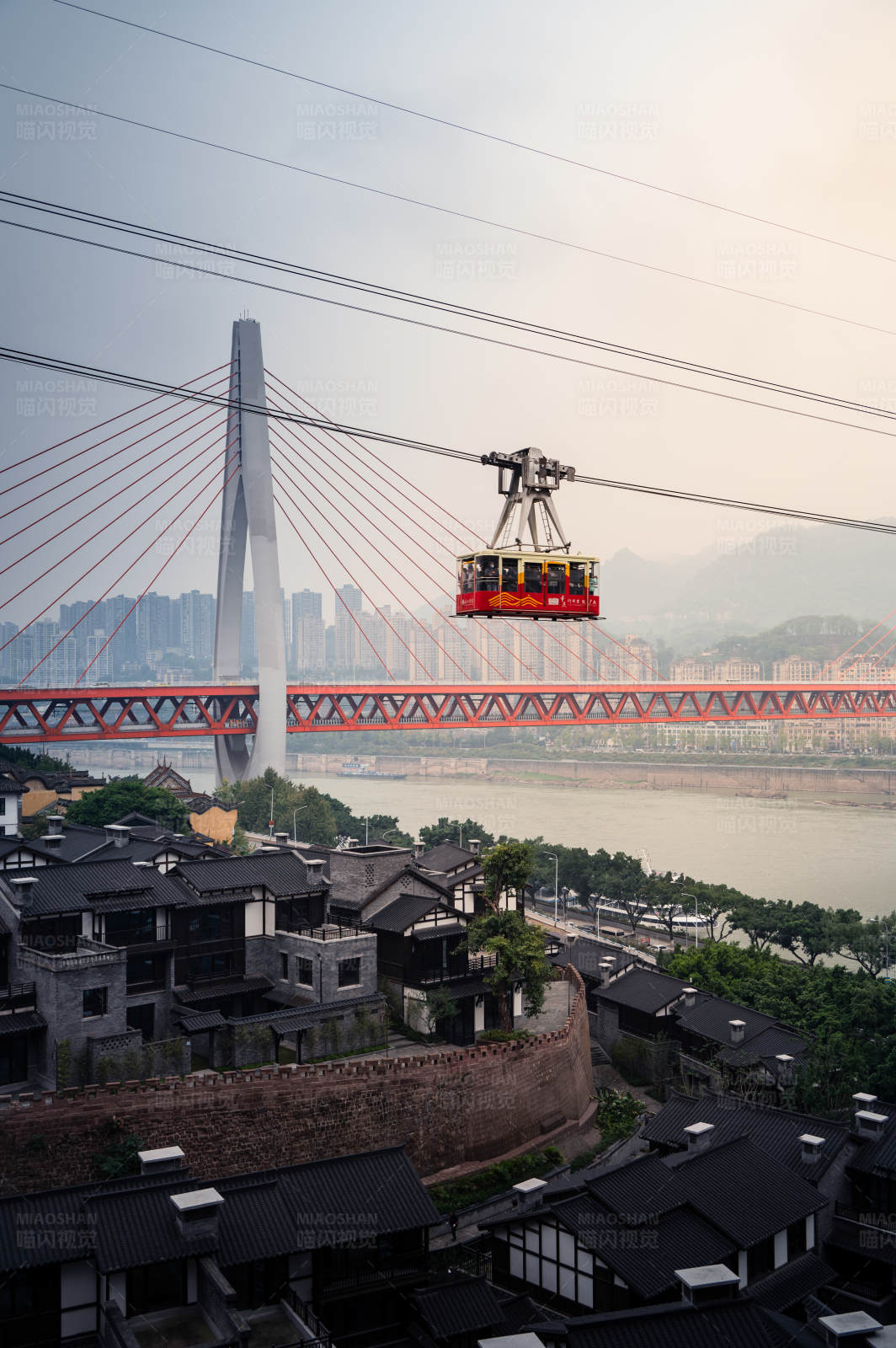 长江索道与城市景观图片