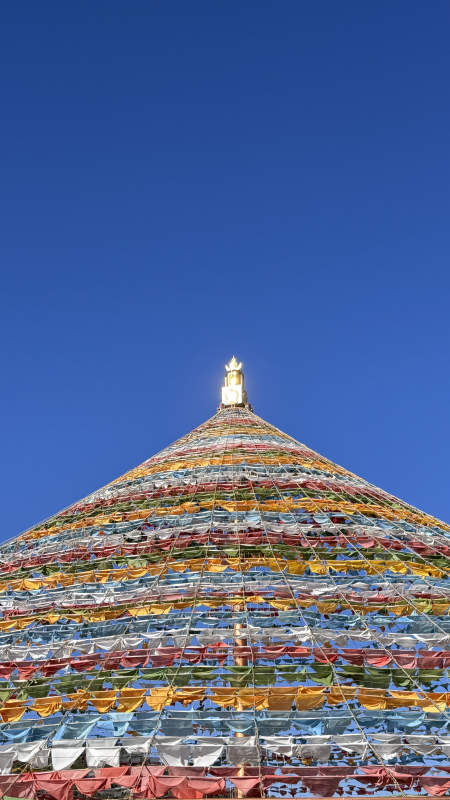 彩色经幡覆盖的佛塔图片