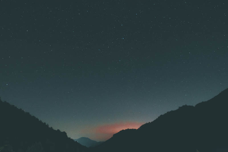 星空下的山谷夜景图片