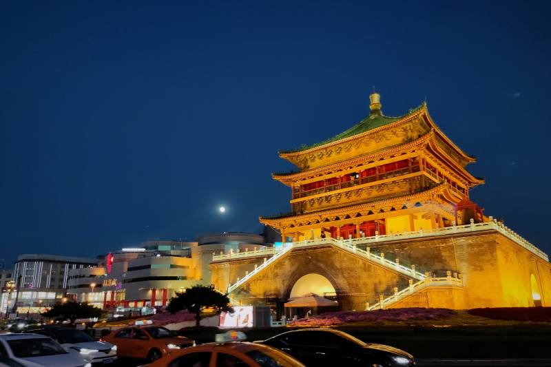 陕西西安钟楼夜景图片