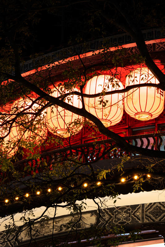 夜幕下的红灯笼图片