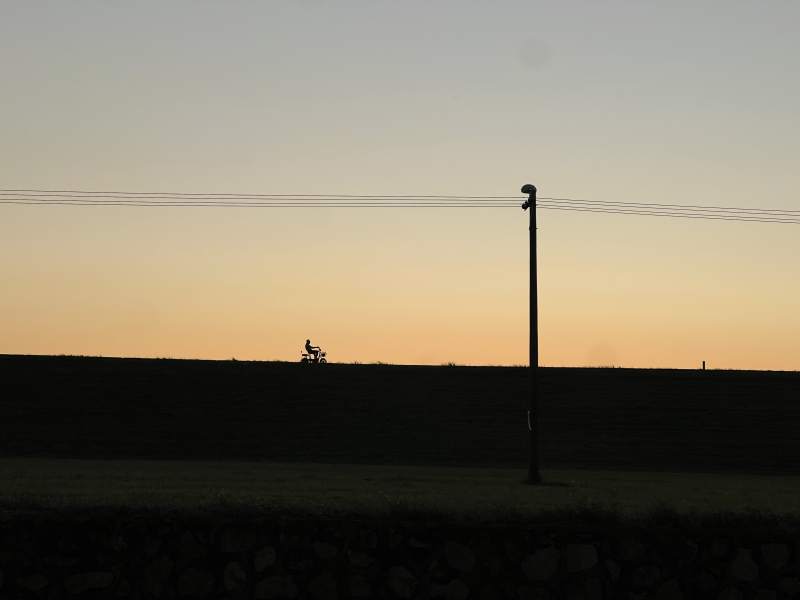 夕阳下的电线杆图片
