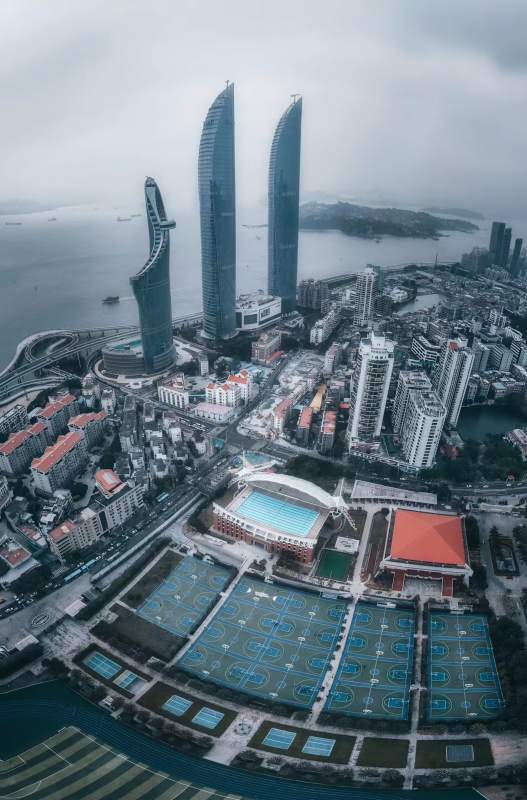 厦门双子塔与城市景观图片